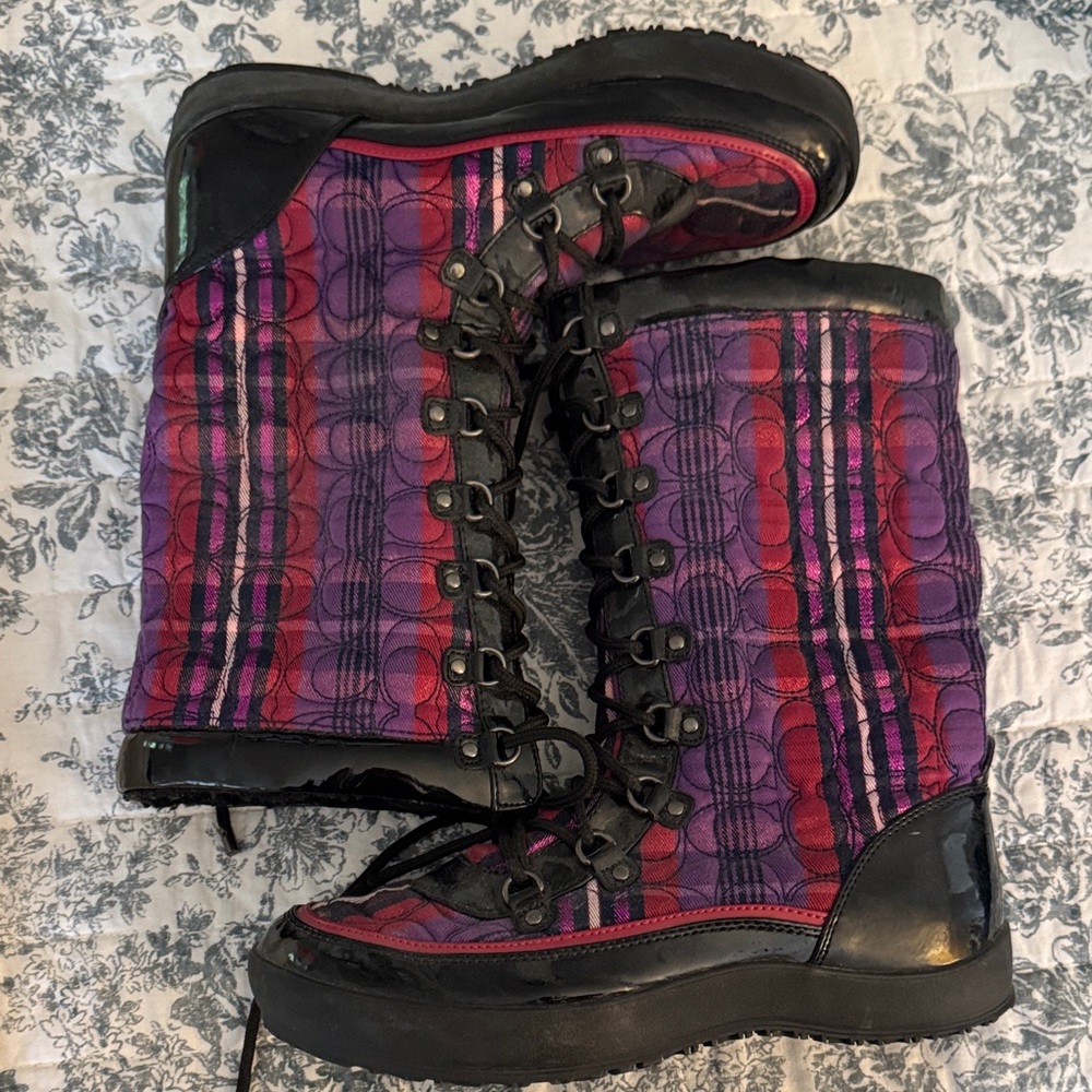 Coach Women's Winter Boots - Red and Purple